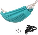 SONGMICS Hammock, 210 x 150 cm, Double Hammock, 300 kg Load Capacity, for Terrace, Balcony, Garden, Outdoor, Camping, with Carry Bag, Fastening Straps and Carabiners, Turquoise GDC15BU