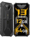 Rugged Phones Canada, Ulefone Armor X13 Unlocked Smartphone, 50MP Rear Camera, 24MP Night Vision Camera, 6.52” Display, Up to 12GB RAM, 64GB ROM, 6320mAh, Android 13, IP68/IP69K (Black)