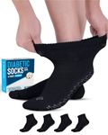 Doctor's Select Diabetic Ankle Socks with Grippers for Men and Women - 4 Pair 1/4 Length Neuropathy Socks for Women, Black - 4 Pairs, Large