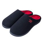 DL Mens Memory Foam Slippers, Slip on Bedroom Slippers for Mens Indoor Outdoor, Men's House Slippers Non-Slip Hard Rubber Sole, Warm Soft Flannel Lining Man Slippers Black Gray Navy