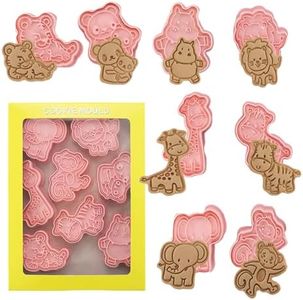 Juego de 8 moldes de plástico para galletas de animales de granja con sellos de émbolo, juego de moldes de galletas divertidos de animales del bosque 3D para masa de galletas, pasteles, donas, fondant