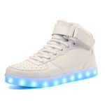 Voovix Kids LED Light up Shoes Flashing Trainers High-top Charging Sneakers with Remote Control for Boys and Girls(White,41)