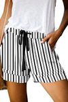 onlypuff Women's Elastic Waist Casual Comfy Beach Shorts with Drawstring