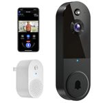 Occuwave 1080P Video Doorbell Camera Wireless, Cloud Storage, Live View, 2-Way Audio, Night Vision, Included Ring Chime, 2.4Ghz WiFi Only, Indoor Surveillance, Real-Time Alert (Black)