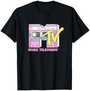 MTV Retro Neon Mix Tape Vintage Cassette Sketch Logo T-Shirt