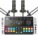 Podcast Equipment Bundle for 2, Audio Mixer with XLR Dynamic Microphone, Voice Change,RGB for Vocal Recording Podcasting,Streaming Singing TikTok, PC, Smartphone COMMANDER M100 3rd