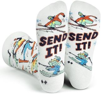 Lavley Send It! Ski Socks - Funny Gift for Skiers - Unisex for Men, Women and Teens