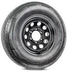 Radial ST 225/75R15 Rainier Trailer Tire and Rim 15x6 Load Range D 6 Lug Black Modular Wheel - 6 Year Warranty