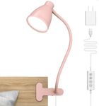 BOHON Cute Desk Lamp with Clamp 10W 38 LED Clip on Light, 3 Color 10 Brightness Auto Off Timer Flexible Gooseneck Pink Lamp Kawaii Accessories Desk Lights for Office Home Bed Bedside Reading, Pink