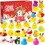 Advent Calendar 2024 Duck, 24 Days Christmas Countdown Advent Calendar, 24 Rubber Dark Baby Bath Toys, Christmas Gifts for Kids Advent Calendar for Boys Girls, Christmas Party Favors for Kids