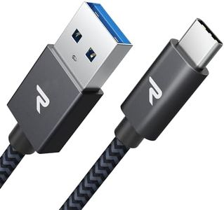 RAMPOW Cable USB C [USB 3.0, 2M], Cable USB Type C Charge Rapide 3A QC 3.0, Cable iPhone 16, Cable Chargeur USB C Nylon Tressé pour iPhone 16/15, Samsung S23/S22/S21/S20/S10, Xiaomi - Gris Sidéral
