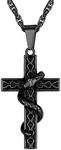 PROSTEEL Black Cross Necklace Snake Serpent Jewelry 316L Stainless Steel Crucifix Pendant with Chain
