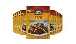 Club House, Dry Sauce/Seasoning/Marinade Mix, Taco, Less Salt, 35g, Case Pack 12 Count