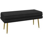 HOMCOM Storage Bench, Velvet-Feel Upholstered End of Bed Bench with Gold Tone Legs, Bench with Storage for Living Room, Entryway, Bedroom, Black