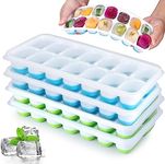 JRISBO 4 Pack Ice Cube Trays with Lids, BPA Free Silicone Ice Cube Moulds LFGB Certified, Stackable Ice Cube Mold for Baby Food, Chilling Whiskey and Drink, Flexible & Easy-Release