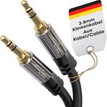 KabelDirekt – Aux Cable & 3.5mm Jack Cable – 5m – Break-proof Metal Connectors – Available in 0.3-10m (Audio Cable/Headphone Cable, 3.5mm Jack for Mobile, PC/Laptop, Car and HiFi, Black)