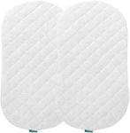 Biloban Waterproof Bassinet Mattress Pad Cover(18"x30"), 2 Pack, Ultra Soft Bamboo Surface, Quilted Bassinet Mattress Protector Fit for Halo Bassinest Swivel Sleeper, White