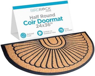 BIRDROCK HOME 24 x 36 Half Round Natural Coir and Rubber Doormat - Natural Fibers - Outdoor Doormat - Keeps Your Floors Clean - Decorative Design - Brush Coir