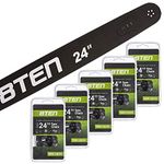8TEN Chainsaw Guide Bar and 5 Chains for Stihl MS 046 310 440 461 3003 000 8830 24 inch .050 .375 84DL