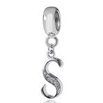 Letter Charm 925 Sterling Silver Beads Alphabet Charms S Charm Anniversary Charm Words Charm fits Pandora Charms Bracelet (S)