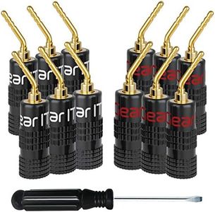 GearIT Pin Banana Plugs for Speaker Wire (6 Pairs, 12 Pieces), 2mm Pin Plug Screw Type, 24K Gold Plated Connectors