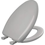 Bemis 1200SLOW162 Plastic Elongated Toilet Seat with Whisper Close Hinges, Silver