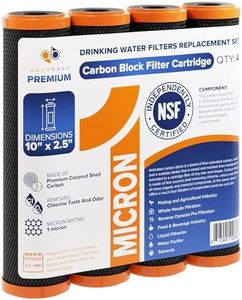 Aquaboon Carbon Block Filter 1 Micron Carbon Water Filter 10 x 2.5" - CTO Countertop & Under Sink Water Filter Replacement Cartridge for Home Water Filter Systems Compatible with GE FXWTC (4 Pack)