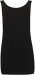 Womens Scoop Neck Sleeveless Ladies Long Stretch Plain Vest Strappy T-Shirt Top Black 20-22