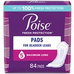 Poise Incontinence Pads for Women, Maximum Absorbency, Long, 84 Count (2 Packs of 42) (Packaging May Vary)