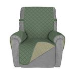 Deeky Recliner Chair Covers for Small Recliners, Reclining Chair Cover Slipcovers, Couch Sofa Covers for Dogs Pets Reversible Water Resistant Furniture Covers with Elastic Straps, Greyish Green/Beige