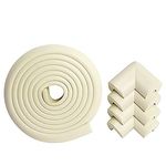 Lingyou pavilion，Baby Safety Corner Protector Edge, Double-Sided Adhesive Foam Protective Strip, 6.5 Ft /2 M Edge with 4 Corner Protector Covers (Off-White)