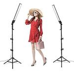 Heorryn Photography Studio LED Lighting Kit Bi-Colour with 192PCS LED 3200-5500K Dimmable Video Light and 2M Adjustable Light Stand Tripod for YouTube Video Filming Portraits(2 Pack)