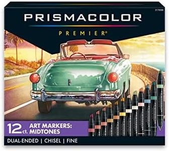 Prismacolor Premier Dual-Ended Art Markers, Chisel Tip and Fine Tip, Mid-Tone Colors, 12 Count