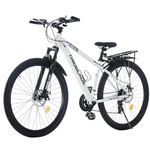 TRIOBLADE 29 Inch Mountain Bike 21 Speeds Bike 17.5 Inch Lightweight Aluminium Frame Bicycle for Adult Men Women, Lockout Suspension Fork, Dual Disc Brake (Rear Rack Style, White)