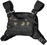 WOLF TACTICAL Compact Chest Pack Running Chest Bag For Men Running Vest Fanny Pack Chest Rig Running Bag, Multicam Black