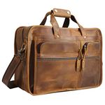 Polare 17” Full Grain Leather Briefcase Messenger Laptop Bag Tote for Men with Premium YKK Zippers