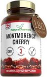 180 Montmorency Cherry Vegan Friendly Capsules, High Strength 1100mg Montmorency Cherries, UK Manufactured to GMP Standards by Natural Answers