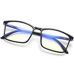 UNXtra® Premium Rectangle Blue Cut UV420 PROTECTED Spectacles Frame with Anti glare Blue Ray Cut Block Glasses Zero Power for Eye Protection from Computer Mobile Eyeglasses - Medium, Black For Men Women