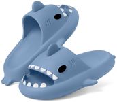 KVbabby Cloud Shark Slides for Kids Toddlers Girls Boys Novelty Open Toe Sandals Cute Shower Pillow Slippers with Thick Sole for Outdoor Indoor Sky Blue 3-4 Big Kid