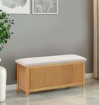 Hallowood Furniture Solid Oak Large Blanket Box, Wooden Box with Cushioned Seat, Toy Storage Trunk Chest for Living Room, Ottoman Storage Box, Wooden Ottoman, Storage with Lid for Bedroom