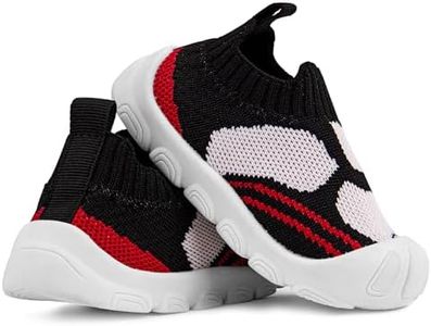 Baby Shoes Boys and Girls Baby Sneakers Non Slip Soft Rubber Soles Tennis Shoes Mesh Knitted Elastic Breathable Lightweight Toddler Shoes 1-4 Years 6T Red Kids Running Shoes
