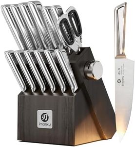 imarku Gyutou Japanese High Carbon Stainless Steel Knife Set with Block, Precision-Forged Kitchen Knives with Built-in Sharpener, Ultra-Sharp 10–15° Edge, Ergonomic Non-Slip Handle, Dishwasher Safe