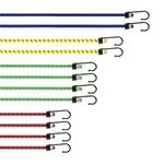 PRETEX Heavy Duty Bungee Cords with Hooks - Set of 12 - Short & Long Bungees for Camping & Outdoors - Small & Large Elastic Tie Down Luggage Straps in 4 Lengths - Multi-colour