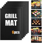 BBQ Grill Mat,Set of 6 Non-Stick,Fireproof Grill Sheets,Barbecue Accessory for Gas,Charcoal, Electric Grills. Reusable and Dishwasher safe,Easy to Clean Barbque Grill Accessories/Grill Grease Tray