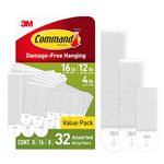 Command Picture Hanging Strips Variety Pack, Damage Free Hanging Picture Hangers, No Tools Wall Hanging Strips for Living Spaces, White, 8 Small Pairs, 16 Medium Pairs and 8 Large Pairs (64 Strips)