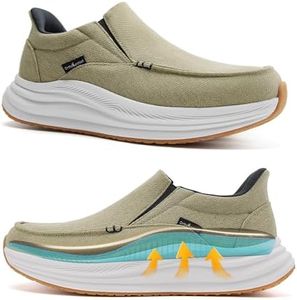 Men's Orthopedic Ultralight Walking Shoes: Arch Support Orthotic Loafers for Bunions Recovery & Plantar Fasciitis, Durable Fashionable Footwear Ideal for Office, Biking Tennis Khaki Size 11