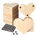 24 Pieces Unfinished Wood Coasters, GOH DODD 4 Inch Wooden Slices Blanks Bulk Set with Soft Foot Pads for Drinks Crafts Laser Engraving Wood Burning Staining Drawing Painting Decoupage Wedding, Heart