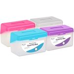 Emraw Index Card Holder 3 x 5 Index Card Case Holds up to 250 Cards Ideal for Filing Notes, Addresses & Recipes, Grey, Pink, Purple, Blue – (Pack of 4)