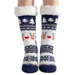 STYPOP Christmas Slipper Socks Women Fluffy Socks Ladies Christmas Socks Cute Warm Bed Socks Non Slip Winter Socks Cosy Thick Reindeer Socks Christmas Gifts for Women