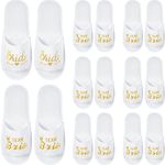 Geyoga 8 Pairs Open Toe Hen Party SPA Slippers Include 1 Pair Bride Disposable Slippers and 7 Pairs Team Bride SPA Slippers Bachelorette Party Slippers for Women Bridesmaid Gifts Party Supplies(Gold)